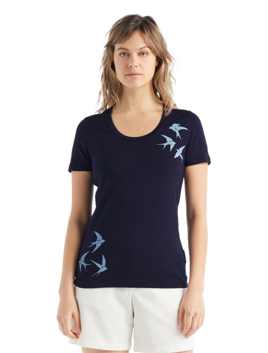 Merino Tech Lite II T-Shirt mit U-Ausschnitt Swarming Shapes Damen