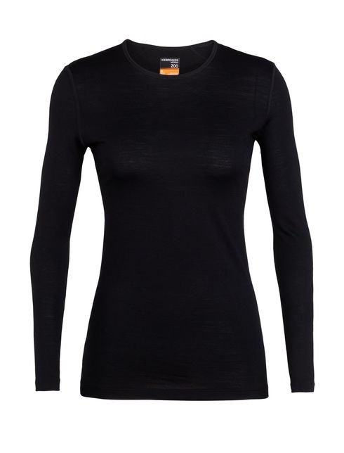 W's Merino 200 Oasis Long Sleeve Crewe Thermal Top, Black, S