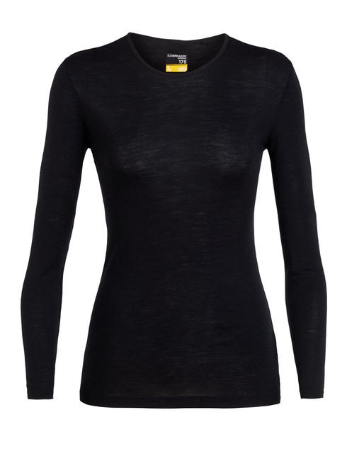 W's Merino 175 Everyday Long Sleeve Crewe, Black, M