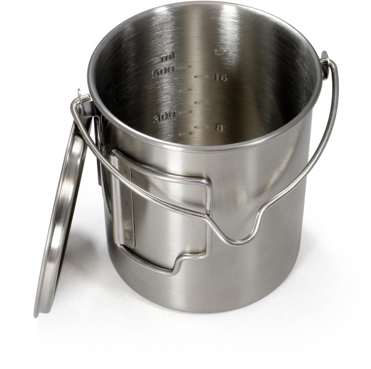 Edelstahl Camping Topf 2 in 1, 750ml