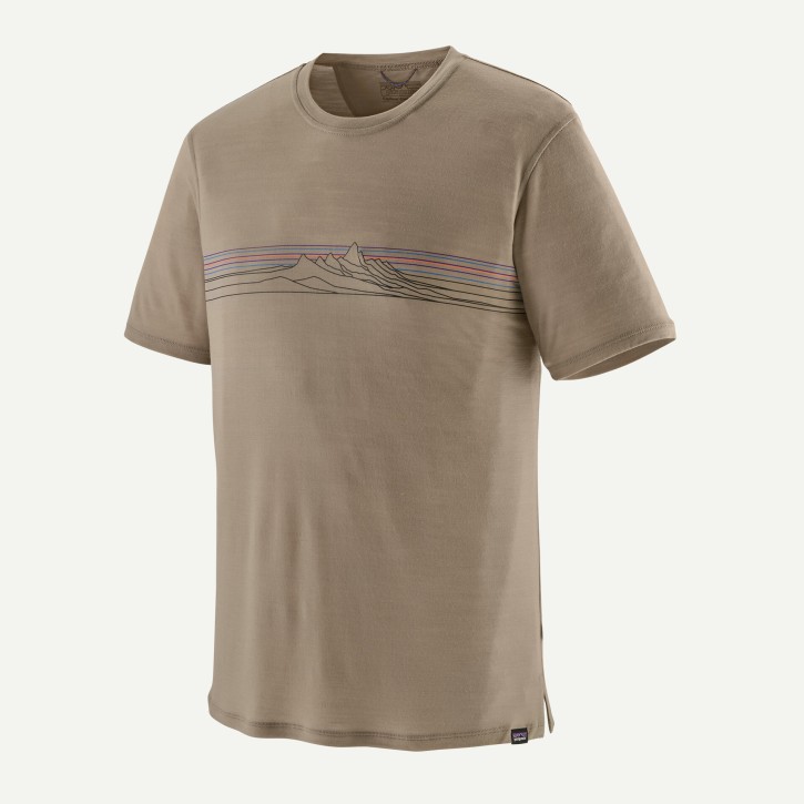 M's Cap Cool Merino Graphic Shirt S / Strata Stripe: Seabird Grey