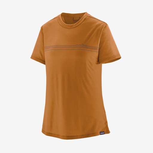 W´s Capilene Cool Merino Graphic Shirt Fitz Roy Fader: Golden Caramel / L