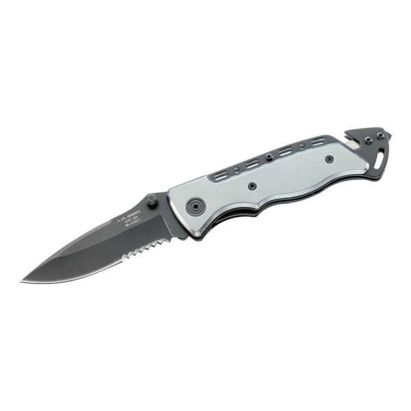 Einhand Rettungsmesser Alu grau
