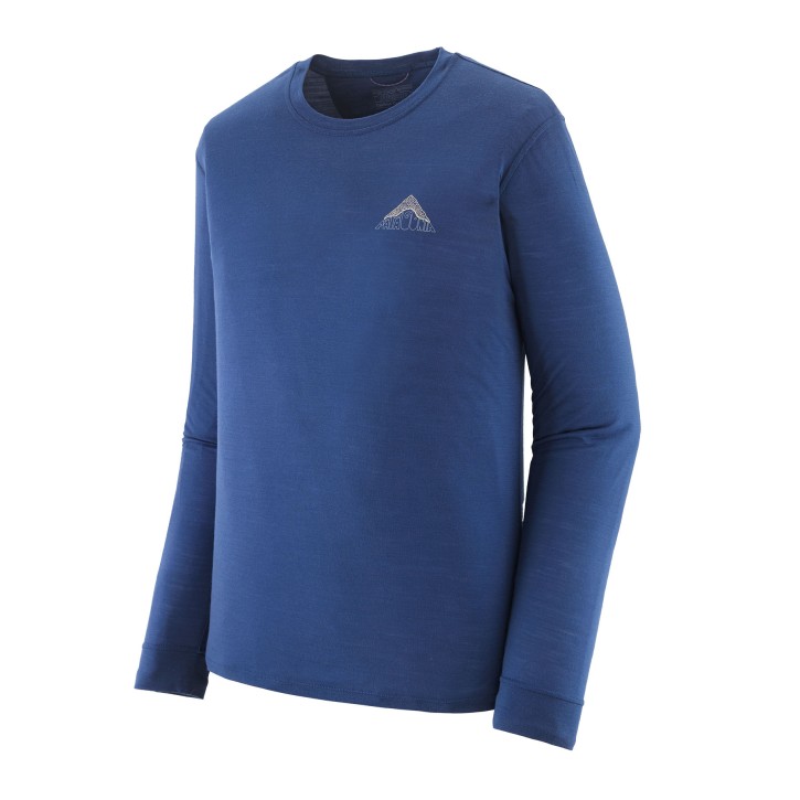 M's Long-Sleeved Capilene Cool Merino Graphic Shirt S / Driftways: Clement Blue