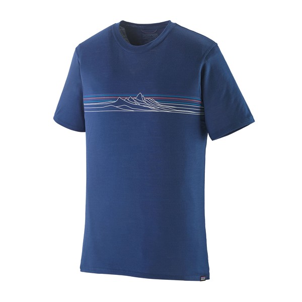 M´s Cap Cool Merino Graphic Shirt Strata Stripe: Clement Blue / M