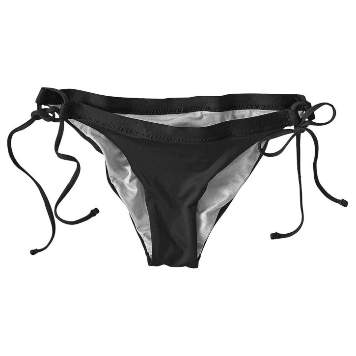W's Solid Nanogrip Side Tie Bikini Bottoms, black, M